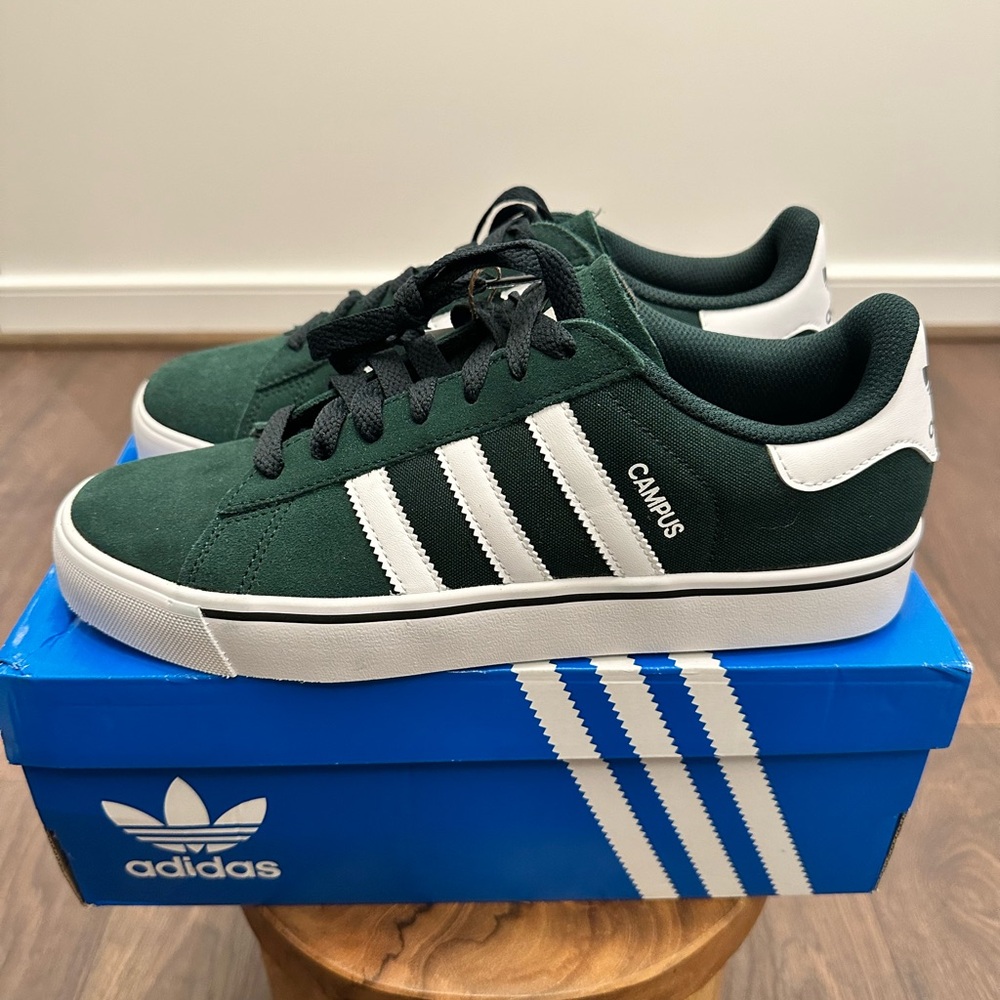 Adidas Originals Campus Vulc Athletic Green Sneakers, Size: Men 9 | Women 10